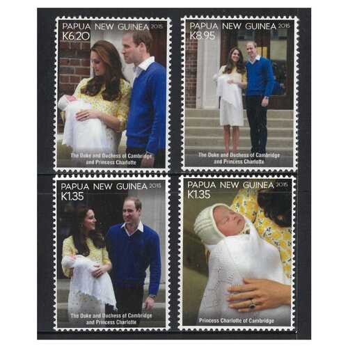 Papua New Guinea 2015 Birth of Princess Charlotte Set of 4 Stamps MUH SG1813/16