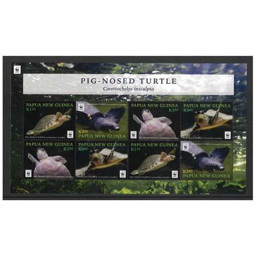 Papua New Guinea 2016 Endangered Species/Pig-nosed Turtle Sheetlet of 8 Stamps MUH SG MS1862