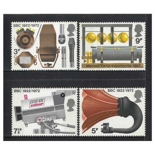 Great Britain 1972 Broadcasting Anniversaries Set of 4 Stamps SG909/12 MUH