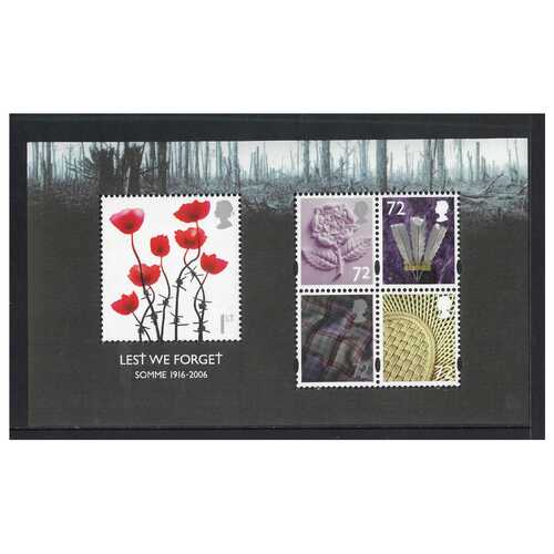 Great Britain 2006 Lest We Forget/Battle of the Somme Mini Sheet of 5 Stamps SG MS2685 MUH 