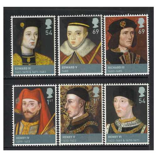 Great Britain 2008 Kings & Queens 1st Issue/Houses of Lancaster & York Set of 6 Stamps SG2812/17 MUH 