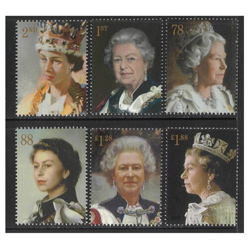 Great Britain 2013 60th Anniversary of the Coronation/6 Decades of Royal Portrait Set of 6 Stamps SG3491/96 MUH 