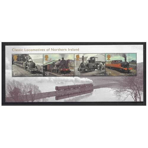 Great Britain 2013 Classic Locomotives 3rd Issue Northern Ireland Mini Sheet of 4 Stamps SG MS3498 MUH 