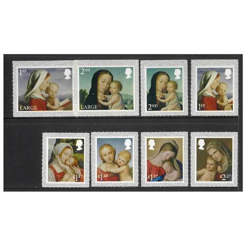 Great Britain 2017 Christmas/Madonna & Child Set of 8 Self-adhesive Stamps SG4019/26 MUH