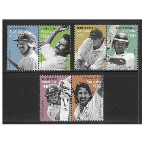 Australia 2021 Australian Legends of Cricket Set of 6 Stamps MUH