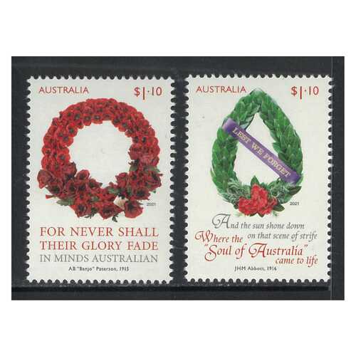 Australia 2021 Lest We Forget Set of 2 Stamps MUH