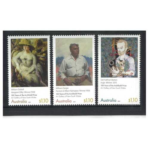 Australia 2021 100 Years of the Archibald Prize Set of 3 Stamps MUH