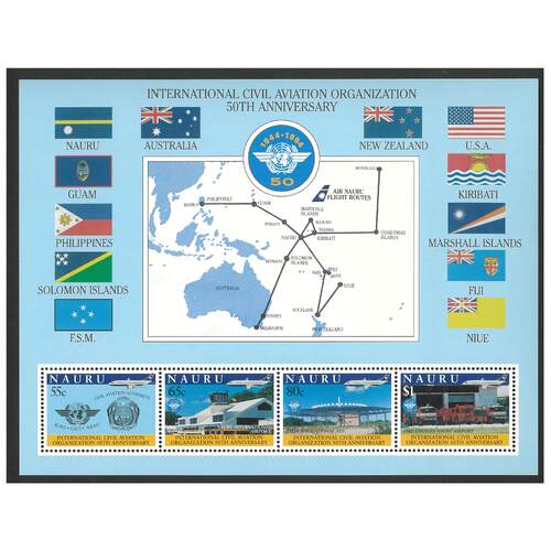 Nauru 1994 International Civil Aviation Organization 50th Anniv Mini Sheet of 4 Stamps SG MS428 MUH