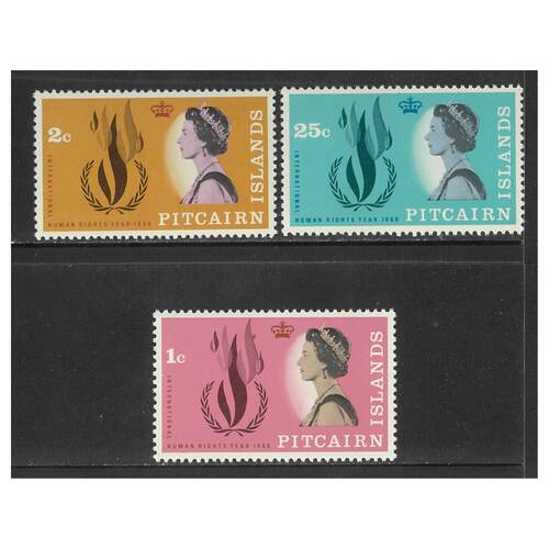 Pitcairn Islands 1968 International Human Rights Year Set of 3 Stamps SG85/87 MUH