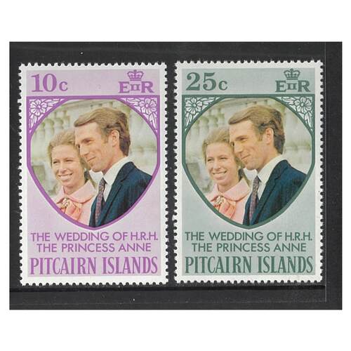 Pitcairn Islands 1973 Royal Wedding Set of 2 Stamps SG131/32 MUH