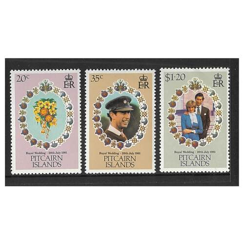 Pitcairn Islands 1981 Royal Wedding Set of 3 Stamps SG219/21 MUH