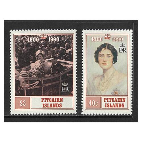 Pitcairn Islands 1990 90th Birthday of the Queen Mother Set of 2 Stamps SG378/79 MUH