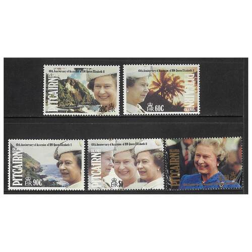 Pitcairn Islands 1992 40th Anniv of QEII Accession Set of 5 Stamps SG409/13 MUH