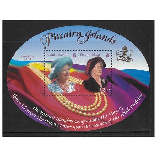 Pitcairn Islands 2000 The Queen Mother's 100th Birthday Mini Sheet SG MS582 MUH