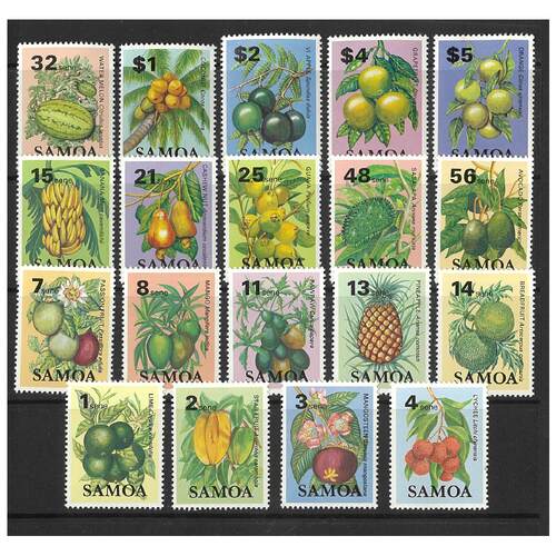 Samoa 1983 Fruit/Definitive Set of 19 Stamps SG647/65 MUH
