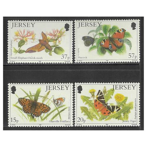 Jersey 1991 Butterflies & Moths 1st Series Set of 4 Stamps SG554/57 MUH