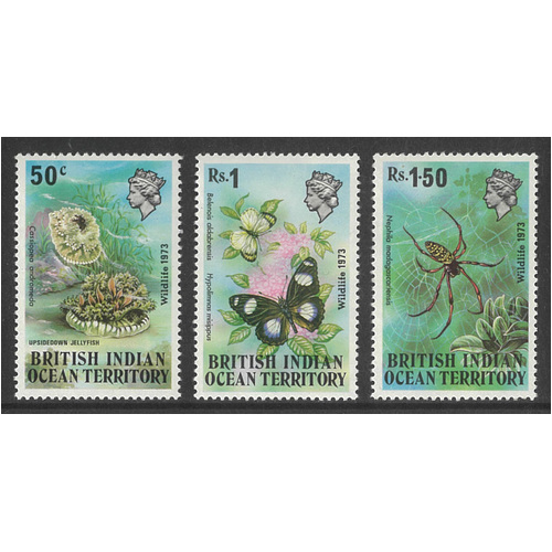 B.I.O.T. 1973 Wildlife 1st Series Set of 3 Stamps SG53/55 MUH