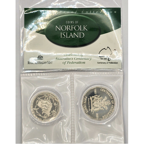 Australia 2001 Centenary of Federation Norfolk Isl. 20c & 50c Proof Coins