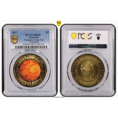 Australia 2017 $5 Planetary Sun Coin PCGS MS69