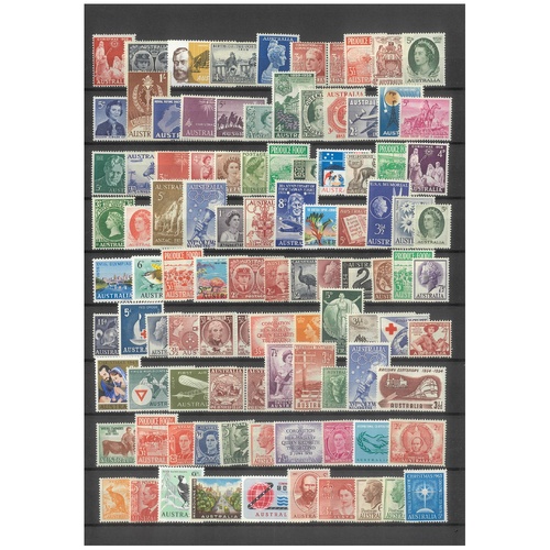 Australia 100 Different Pre-Decimal Stamps All Mint Unhinged