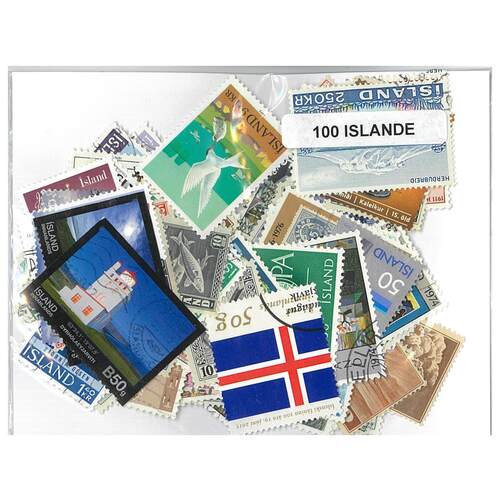 Iceland - 100 Different Stamps Mixed in Bag