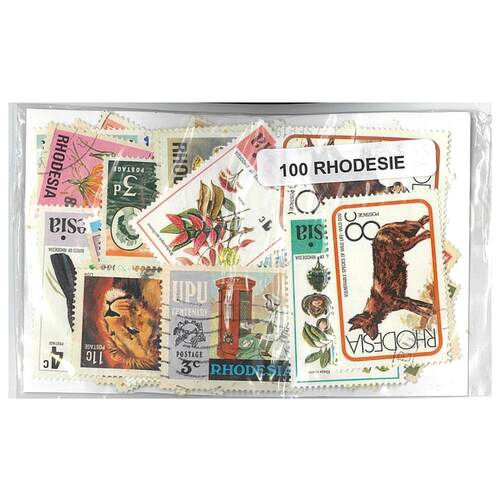 Rhodesia - 100 Different Stamps Mixed in Bag Used