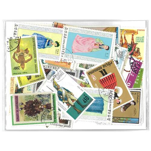 Costumes - 100 Different Stamps Mixed in Bag Used