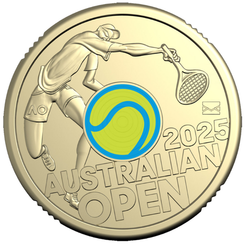2025 Men’s Australian Open $2 Privy Mark SPECIAL Coloured Coin UNC in Folder #23