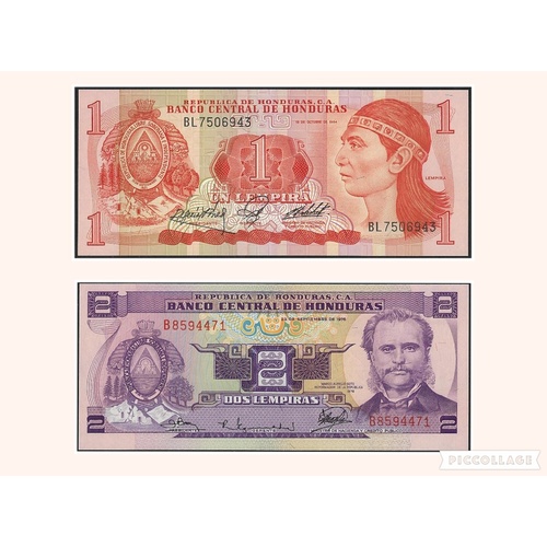 Honduras, Pair of banknotes in Unc grade (1984 & 1976)