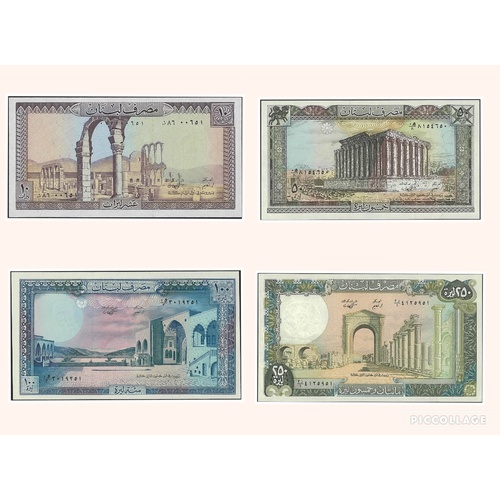 Lebanon, Set of 4 banknotes in Unc grade (1986-1988)