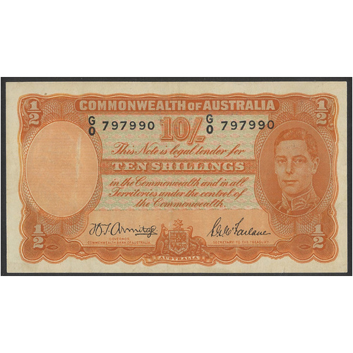 Commonwealth of Australia 1942 10/- Banknote Armitage/Macfarlane R13 gF (tear) #P-34