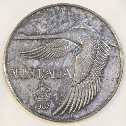 Australia 1967 Pattern Silver Swan Dollar Plain Edge Proof Coin in Original Box