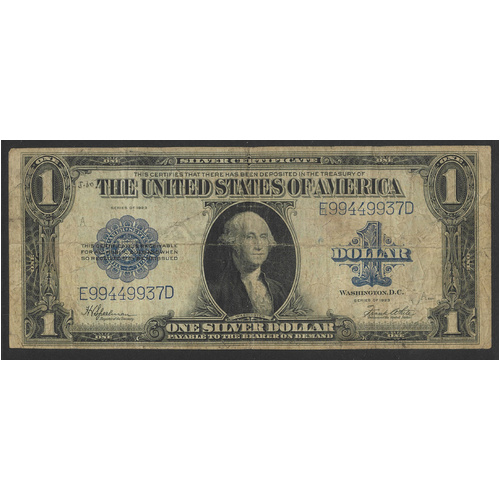 USA 1923 $1 One Dollar Silver Certificate P189 VG (tears) Condition 14-20