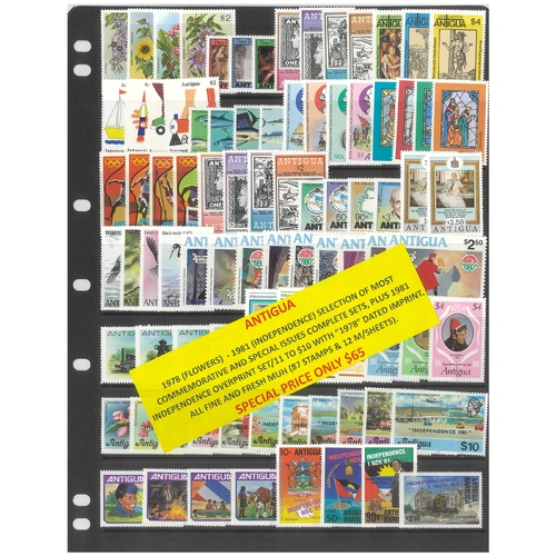 Antigua 1978-81 Selection of Commemorative Sets 87 Stamps & 12 Mini Sheets MUH #438