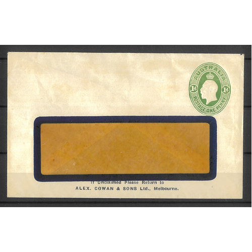 Australia 1922 KGV 1d Violet Stamped-to-order Envelope BW ES41 Unused #PS-2