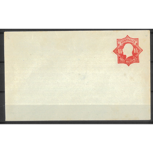Australia c1924 PO Envelope KGV 1½d Scarlet (Blue Lining) BW EP28(1) Unused #PS-14