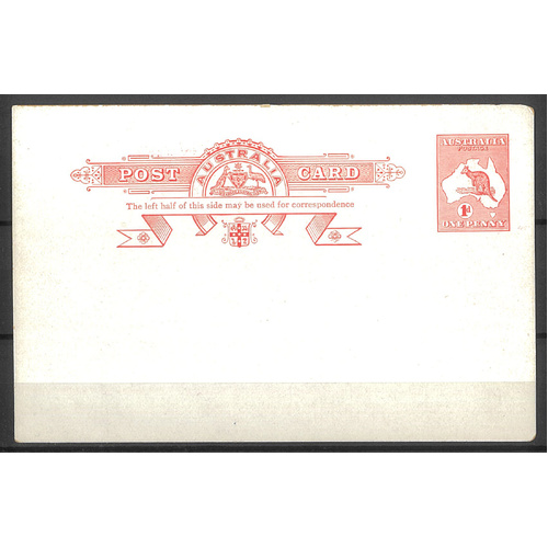 Australia 1913 Kangaroo 1d Red Original Die Post Card BW P24B Unused #PS-22