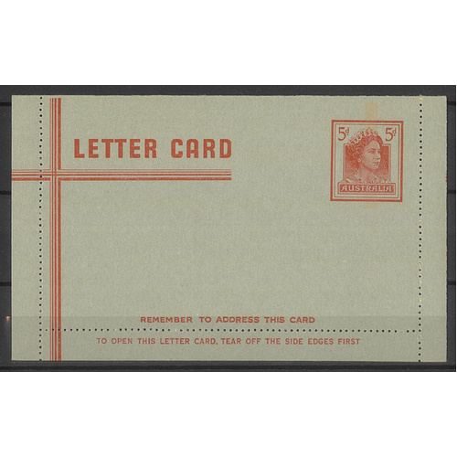 Australia 1965 QE 5d Red/Grey Letter Card BW LC85 Unused #PS-23