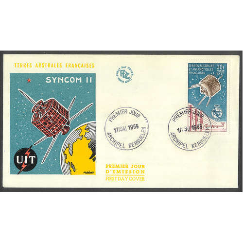 French Antarctic Terr 1965 30f ITU Airmail Scott C8 on Unaddressed FDC Scarce 7-7