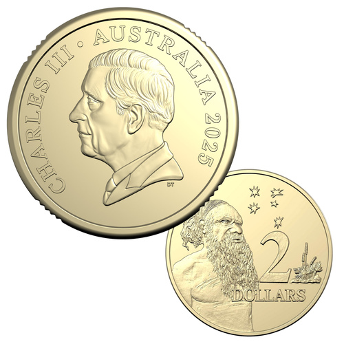 Australia 2025 $2 UNC Coin with King Charles III Effigy Loose ex Mint Set