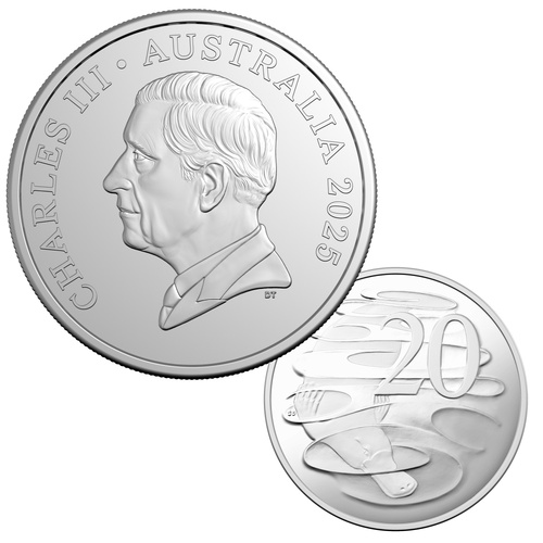 Australia 2025 20c UNC Coin with King Charles III Effigy Loose ex Mint Set