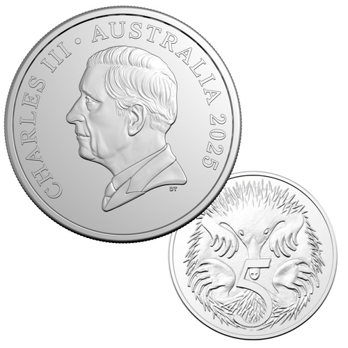 Australia 2025 5c UNC Coin with King Charles III Effigy Loose ex Mint Set