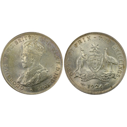 Australia 1924(m,sy) Florin PCGS MS62