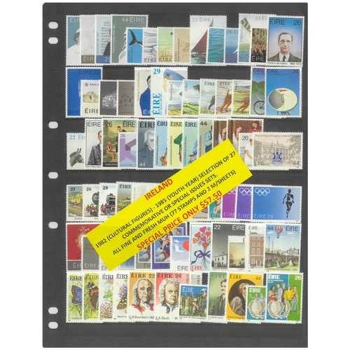 Ireland 1982-85 Selection of 27 Commemorative Sets 77 Stamps & 2 Mini Sheets MUH #443