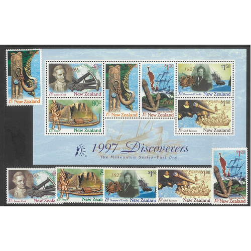 New Zealand 1997 Discoverers Set/6 Stamps & Millennium Limited Edition Mini Sheet MUH 29-7