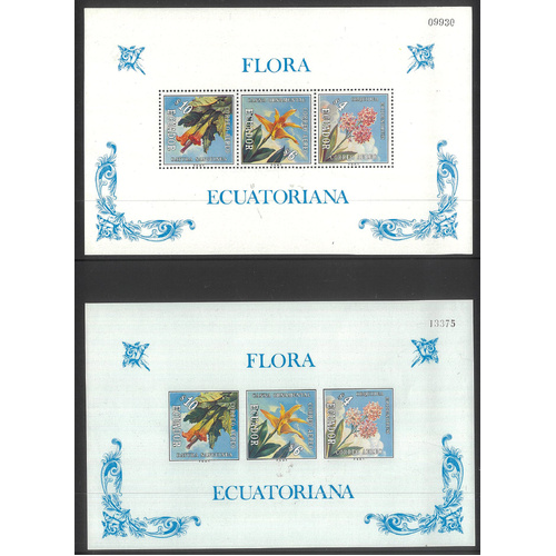 Ecuador 1972 Flora Perf and Imperf Mini Sheets Scott C510a MUH 27-2