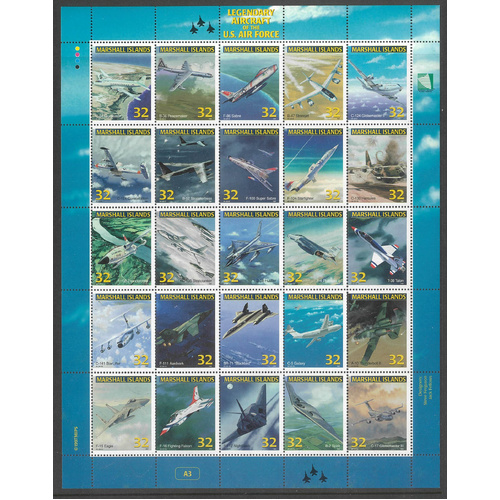Marshall Islands 1997 Legendary Aircraft of The US Air Force Sheet/25 Stamps Sc.641 MUH 27-3