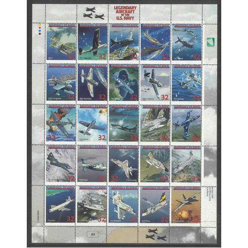 Marshall Islands 1998 Legendary Aircraft of The US Navy Sheet/25 Stamps Sc.666 MUH 27-5