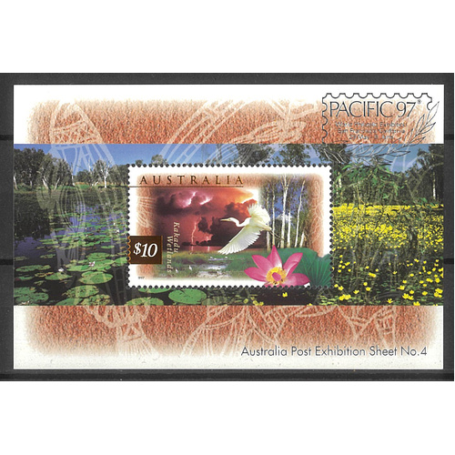 Australia 1997 $10 Kakadu SG1686 Ovpt for "Pacifica 97" Mini Sheet MUH 25-15