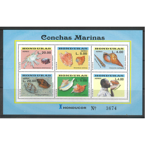 Honduras 2004 Marine Shells Mini Sheet Scott C1174 MUH 25-17